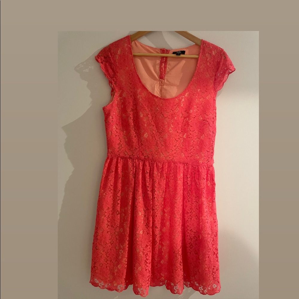 Coral Lace Mini-dress